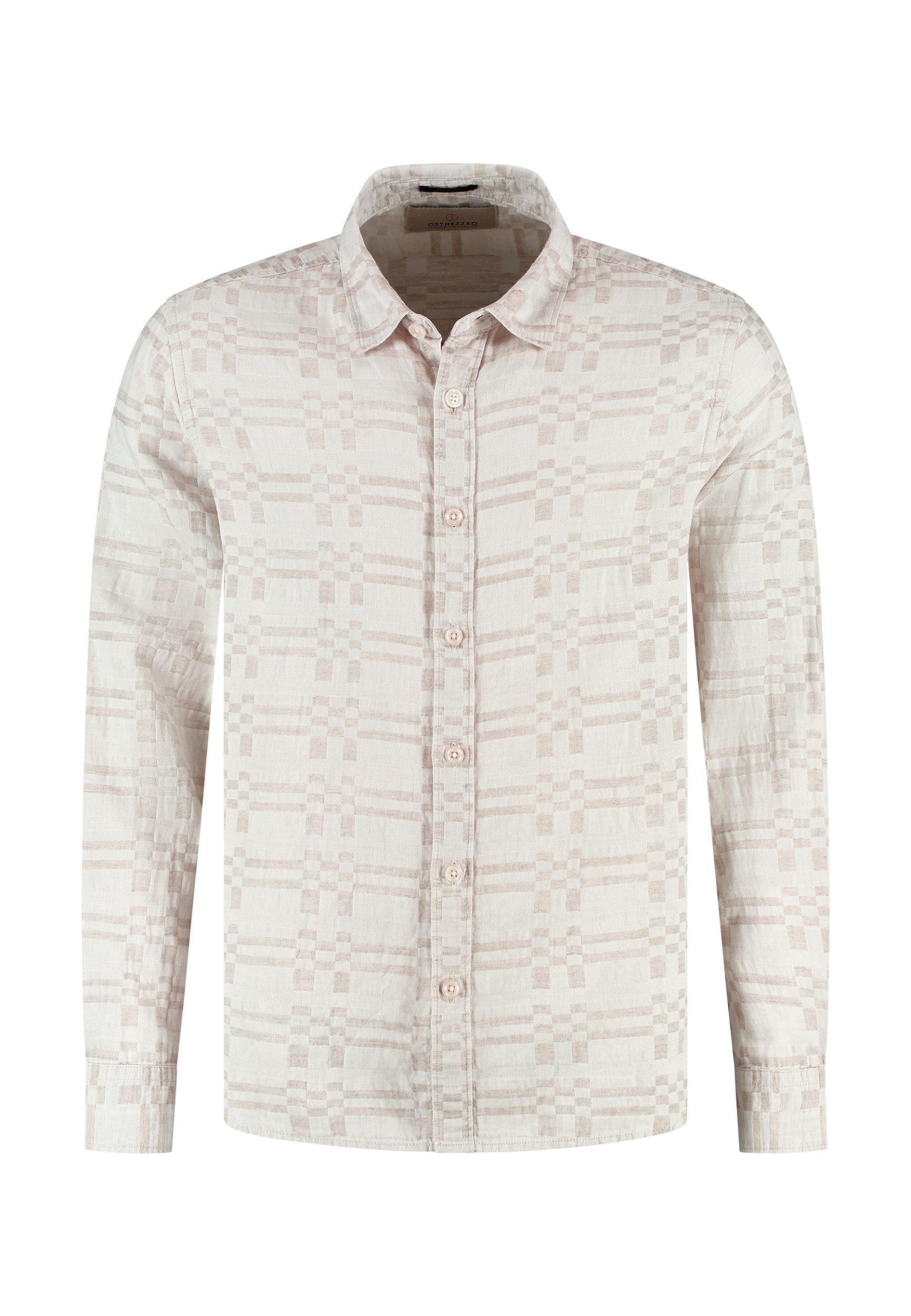 Dstrezzed Leinenhemd -DS_Calvin Shirt - Loose Fit mit Allover-Muster - Langarmhemd - Herren