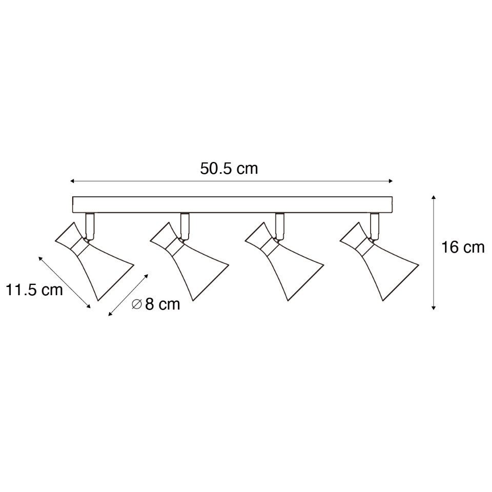 Qazqa LED Aufbaustrahler Triangle, ohne Leuchtmittel, GU10, Schwarz, Modern, Metall, 4-flammig