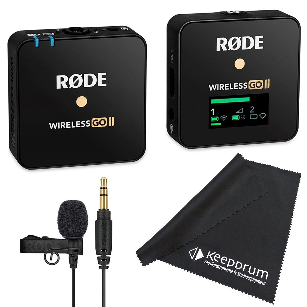 RØDE Mikrofon Rode Wireless GO II mit 2x Lavalier GO mit Windschutz und Lade-Case (Spar-Set), Drahtlos