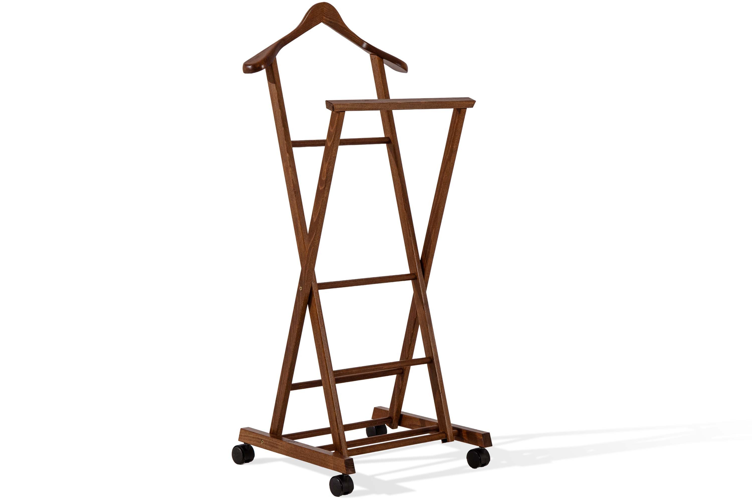 KONSIMO® Herrendiener AGLAS Kleiderbutler, auf Drehrollen, aus massivem Buchenholz, (1 St), hergestellt in der EU, elegant und modern, handgefertigt