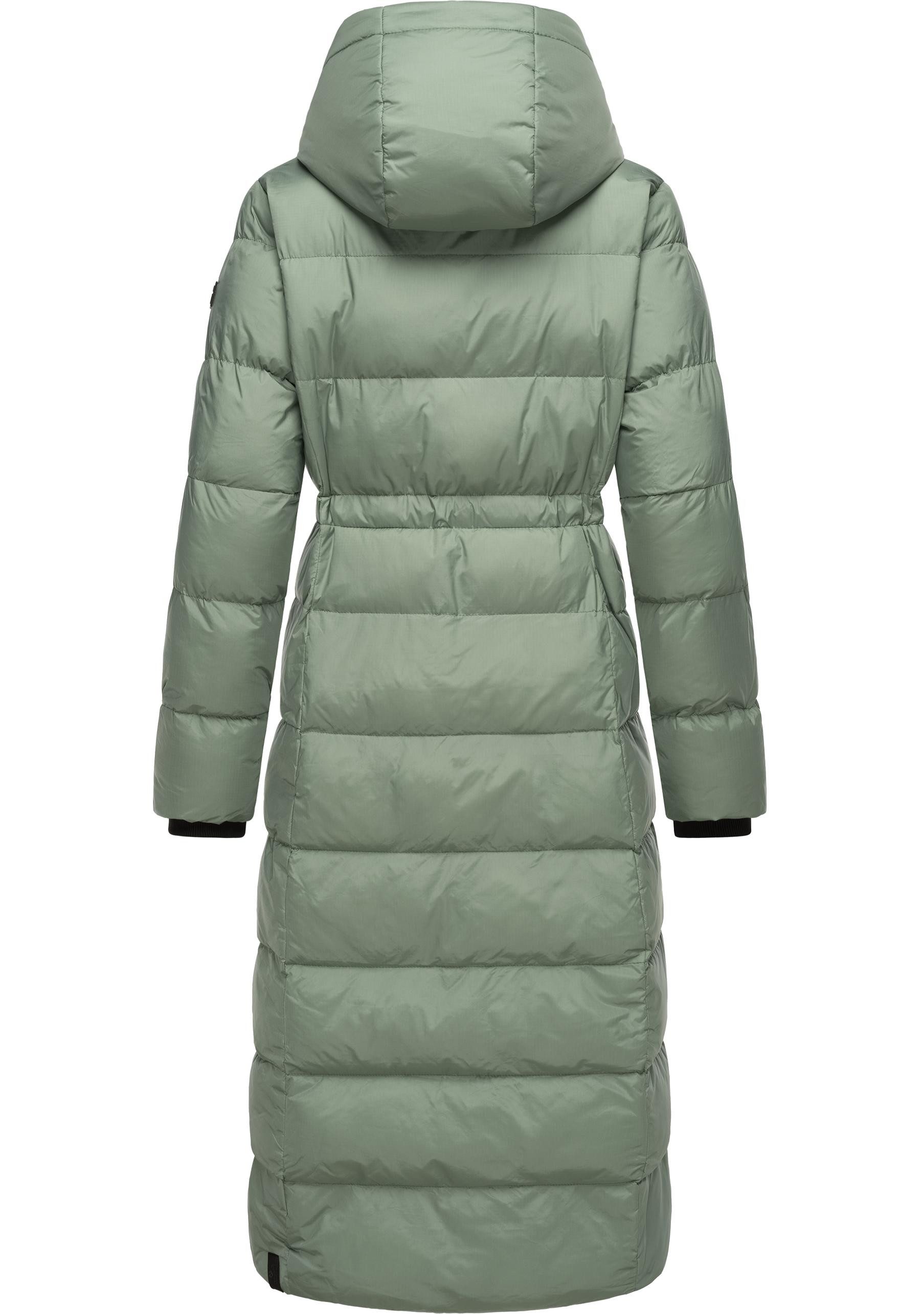 Ragwear Steppmantel Niara Long Gesteppter langer Damen Mantel mit Bindeband