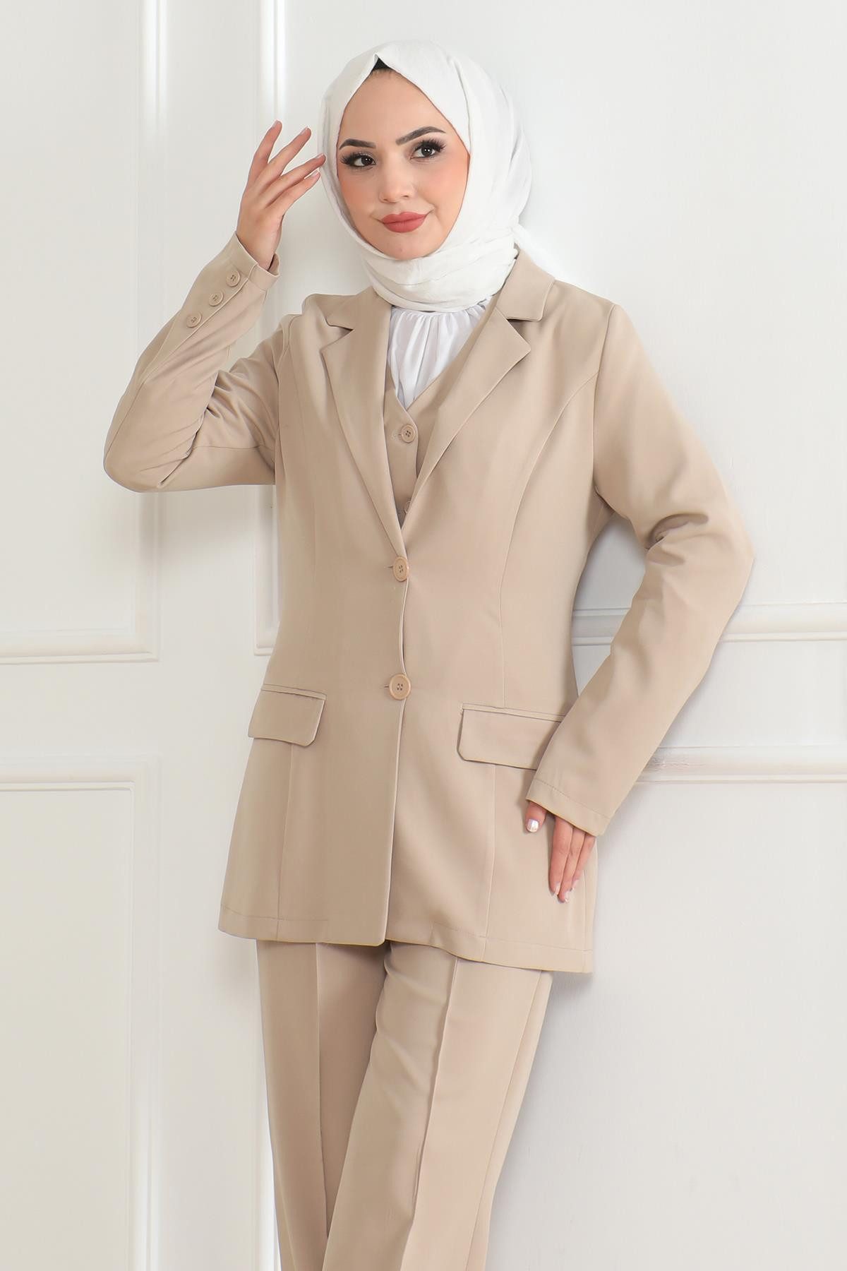 MODAMİHRAM Tunikakleid Taba Drei-Teiler mit Jacke günstig online kaufen