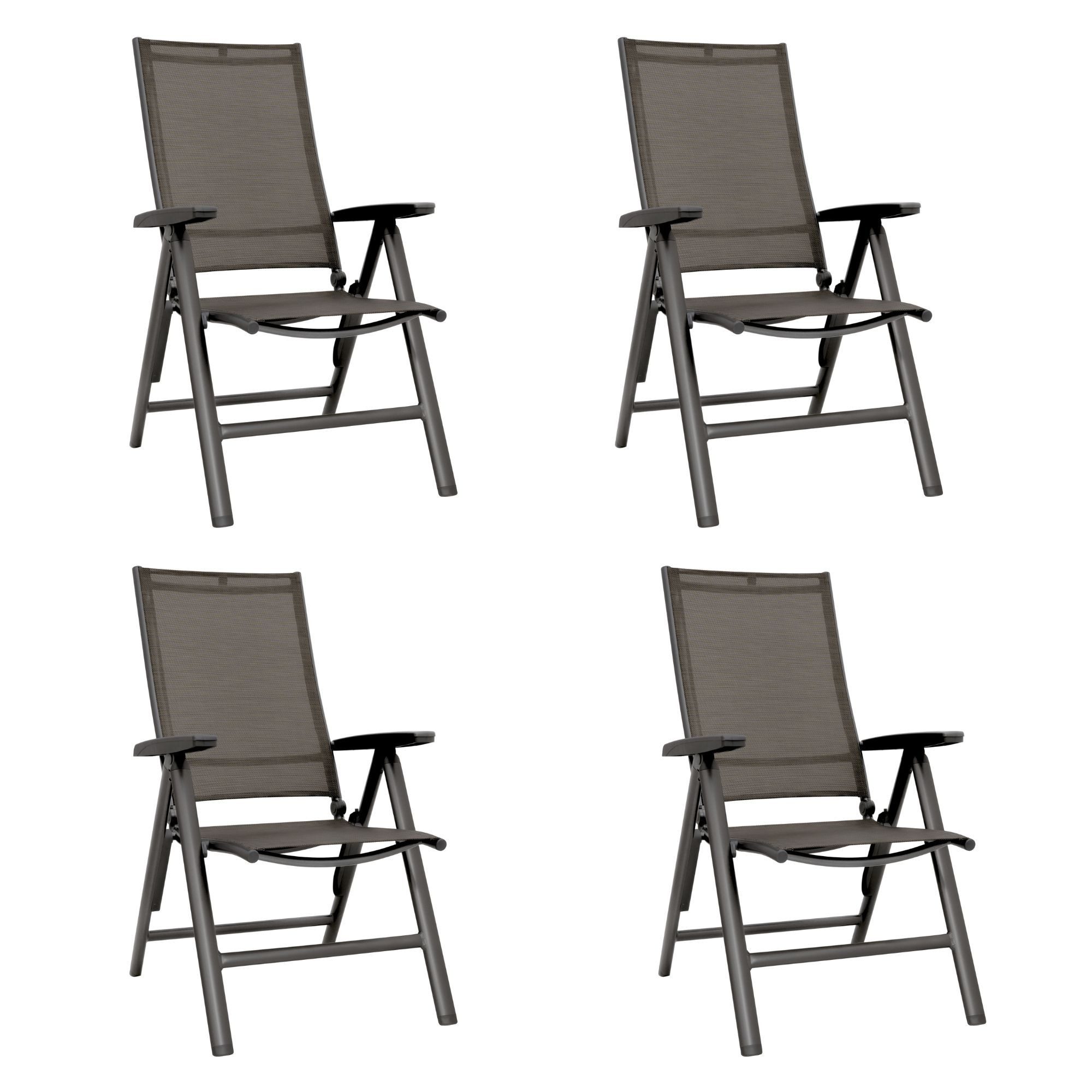 KETTLER Klappstuhl KETTLER Set 4x Klappsessel Multipositionssessel CROWD anthrazit