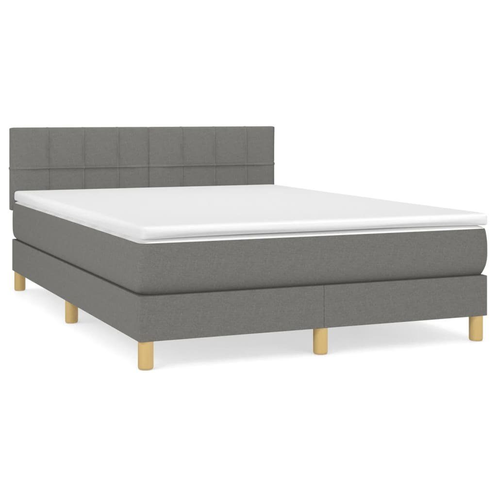 Boxspringbett 140 x 200 cm Boxspringbett mit Matratze Dunkelgrau 140x200 cm Stoff Be