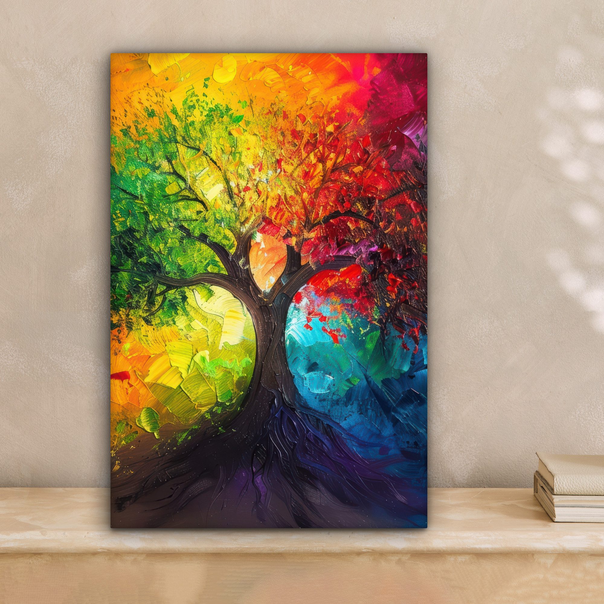 OneMillionCanvasses® Leinwandbild Baum - Farbenfroh - günstig online kaufen