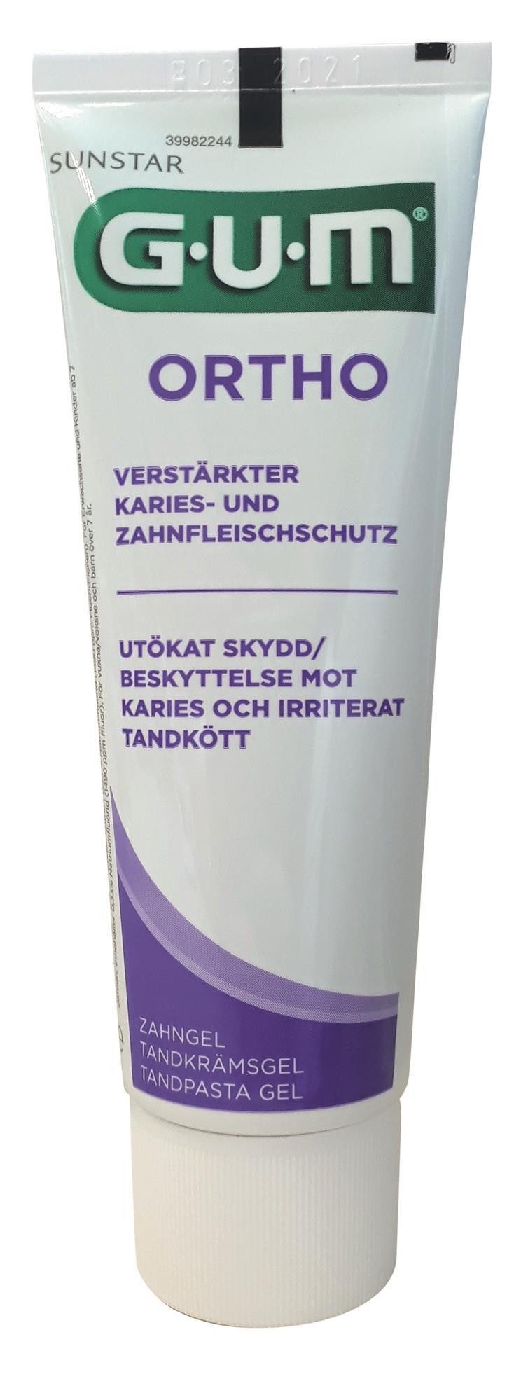 GUM Zahnpasta GUM Set Ortho Mundspülung + Zahnpasta + Zahnbürste + Einbüschelbürste, (0-St)