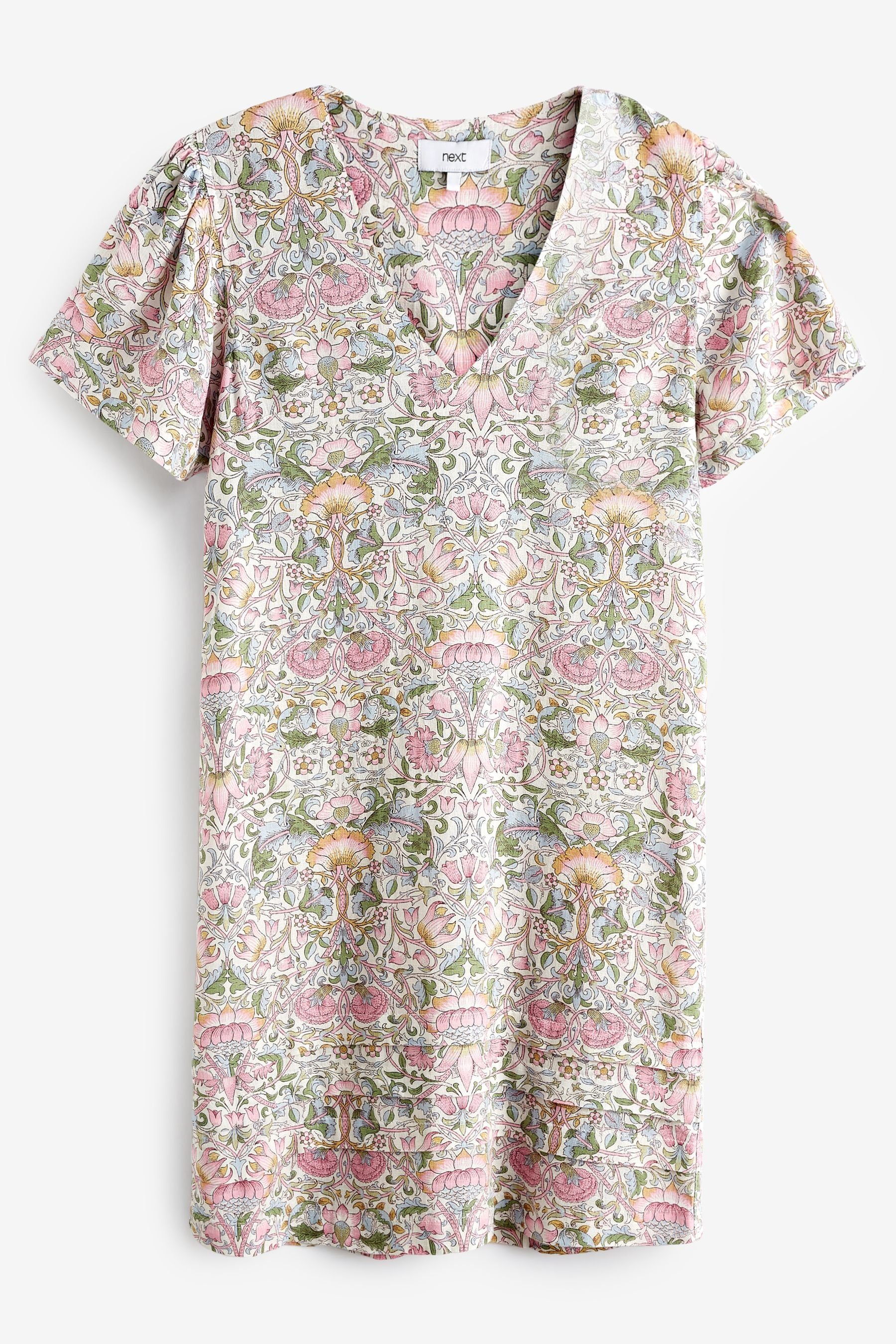 Next Sommerkleid Kaftan-Kleid aus Leinenmischung (1-tlg) Morris & Co. Lodden Print
