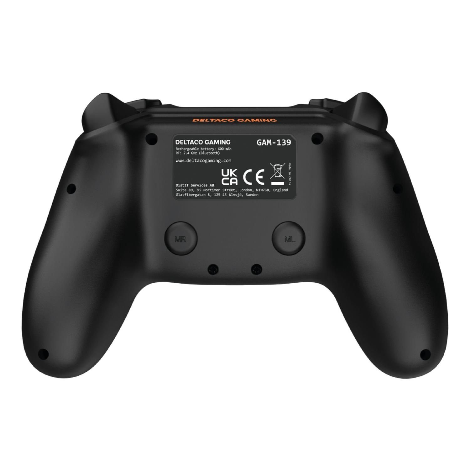 kabelloser Makrotasten, Bluetooth-Controller 4 Gaming-Controller programmierbare schwarz 2 Android (Hochpräziser 3D-Joystick, Touchpad) DELTACO Playstation