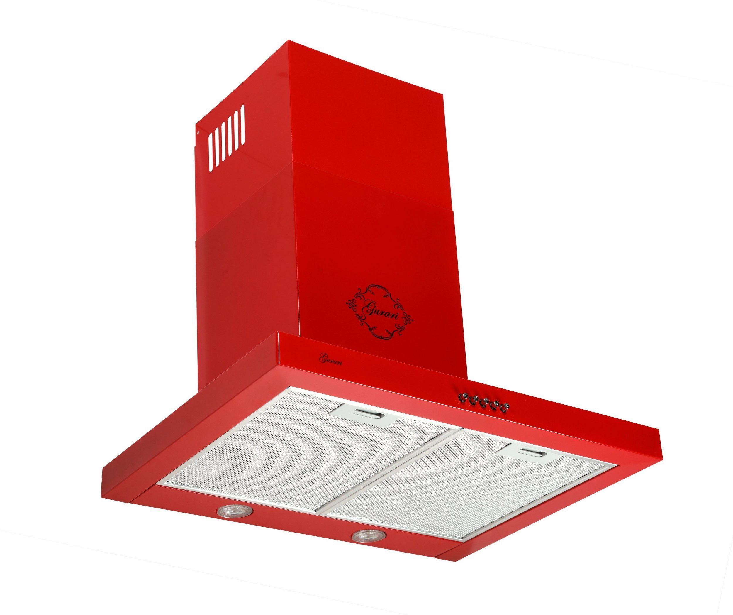 GURARI Wandhaube GCH F 461 RD 6 N GCH F 461 RD 6 N, Dunstabzugshaube 60 cm, in Rot, 1000m³/h, Abzugshaube 3 Stufen