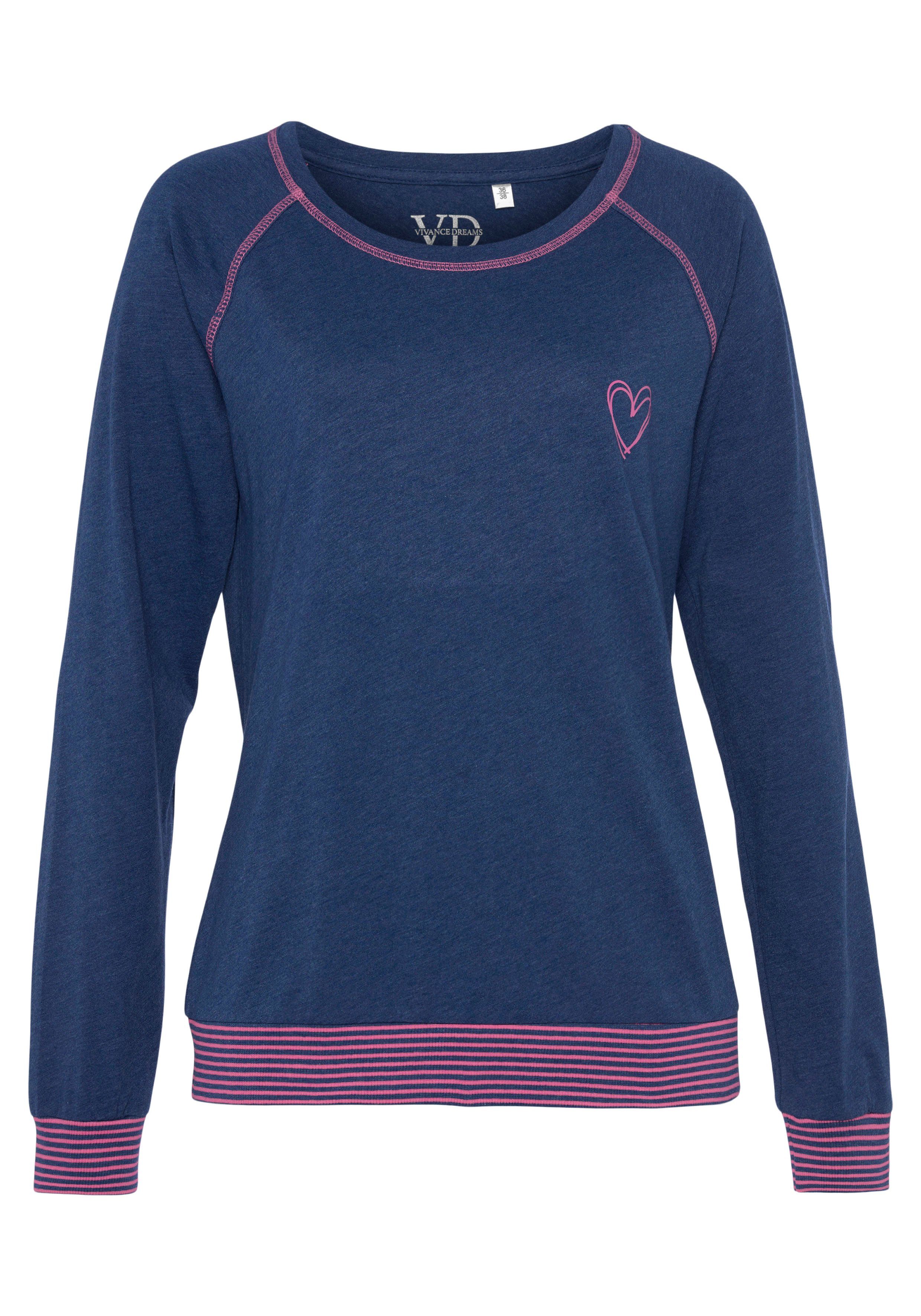 Vivance Dreams Pyjama (2 in Flatlock-Nähten tlg) Neonfarben mit jeansblau/neon-pink dekorativen