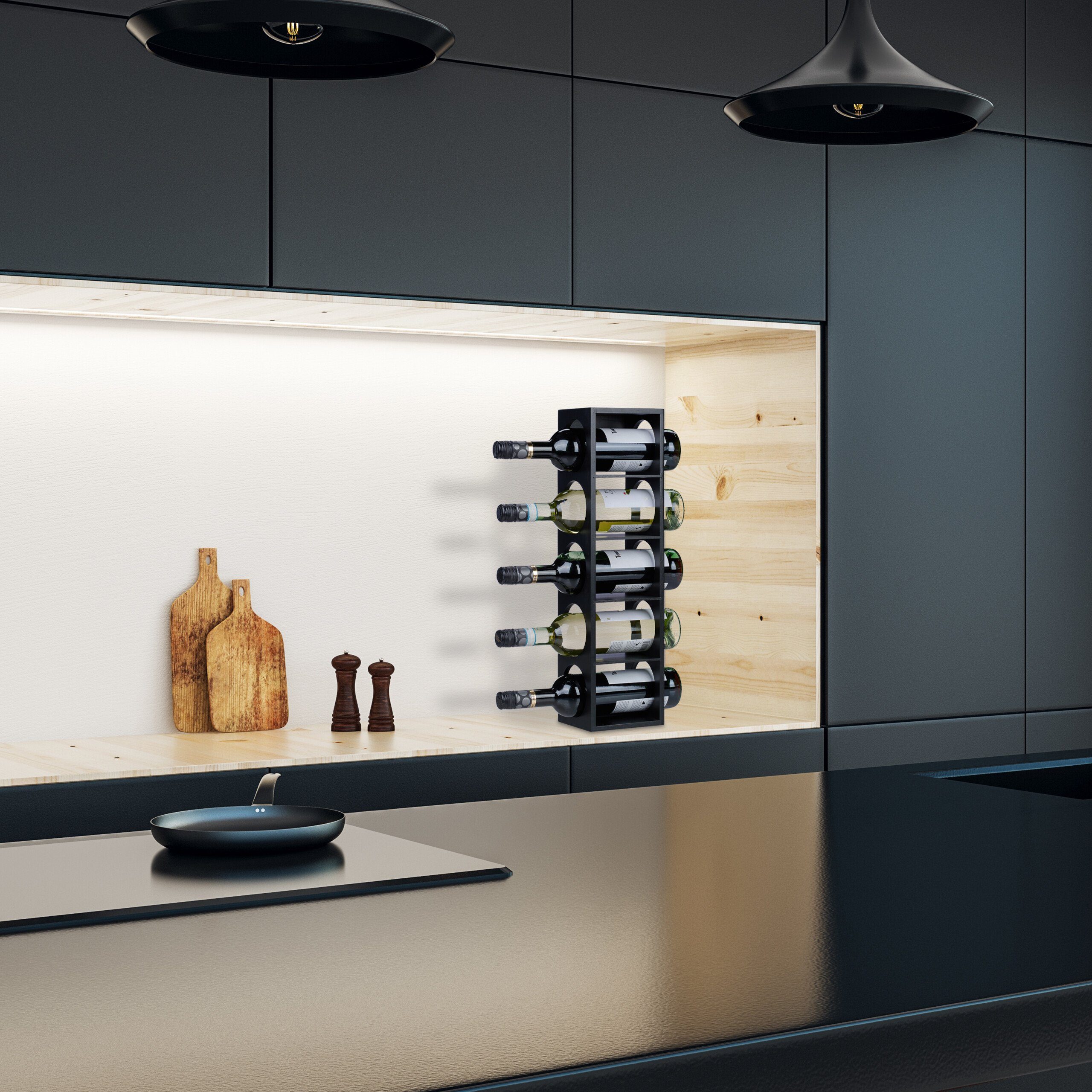 relaxdays Weinregal Bambus Weinregal in Schwarz günstig online kaufen