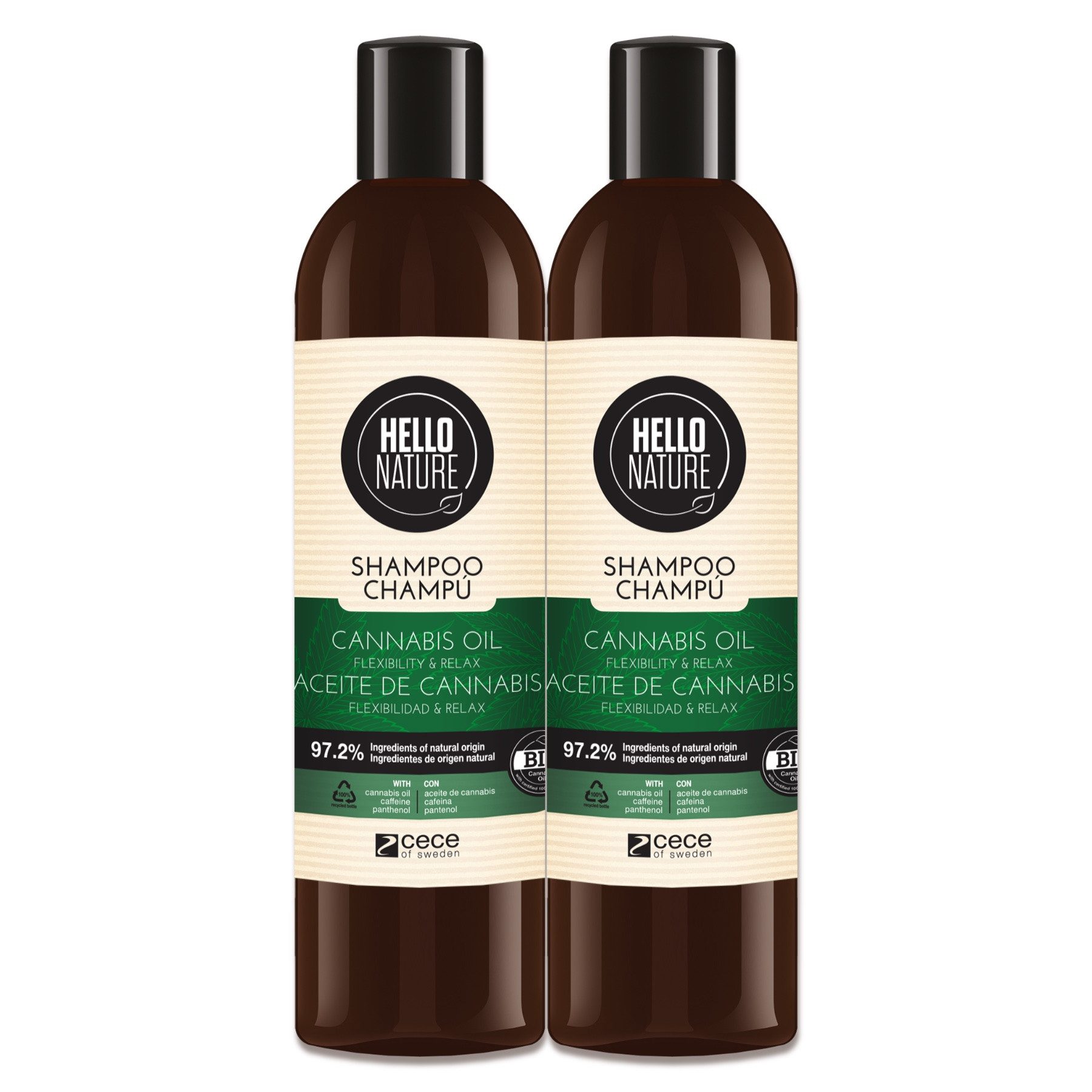 P-Beauty Cosmetic Accessories Haarshampoo Hanföl Cannabis Naturkosmetik Haarpflege Haarschäden Hello Nature, 2-tlg., Haarshampoo, Haarpflege, Hanf-Öl, Cannabis