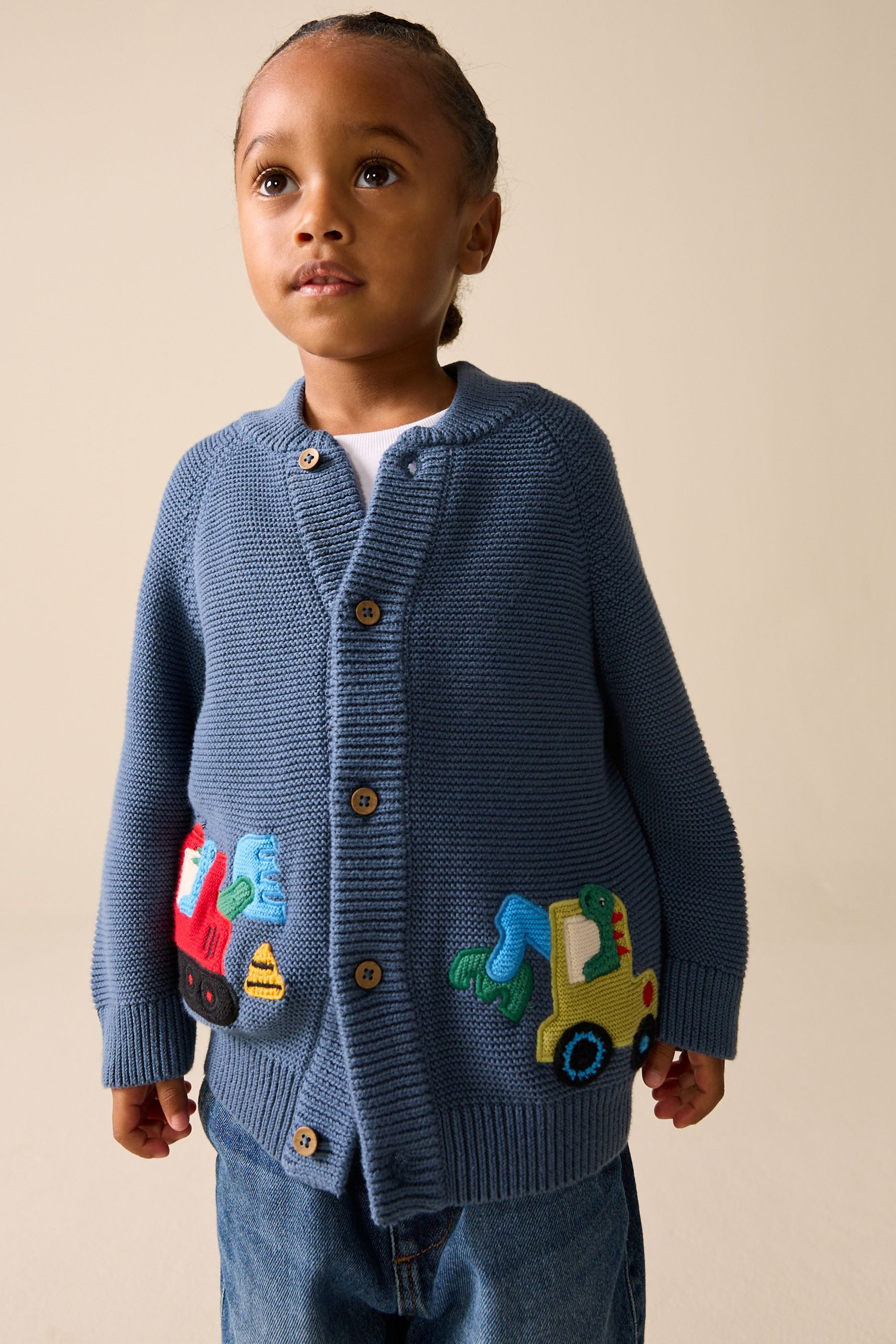 Next Strickjacke Strickjacke aus 100 % Baumwolle mit Figuren (1-tlg)