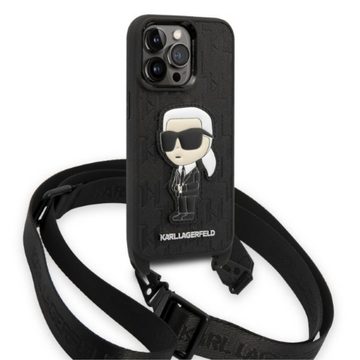 KARL LAGERFELD Handyhülle Karl Lagerfeld Monogram Ikonik Hardcover für iPhone 14 Pro Max Schwarz