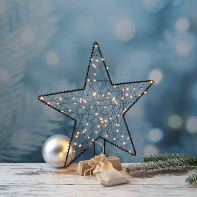 MARELIDA LED Stern LED Leuchtstern Dekostern Metallstern Weihnachtsstern H: 38cm Timer, LED Classic, ultra-warmweiß / bernstein (1800K bis 2100K)