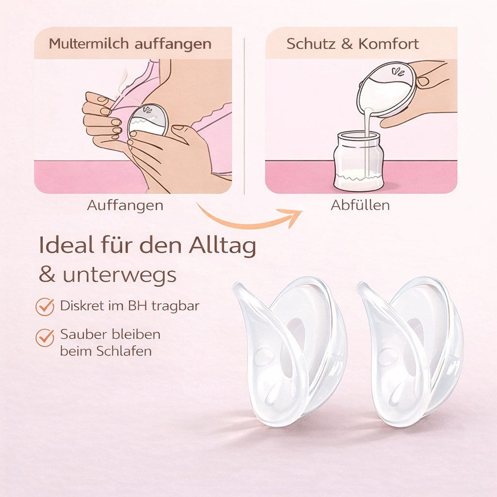 COOL-i ® Doppelmilchpumpe Muttermilchsammler Silikon 2er Set,BPA frei, wiederverwendbar, auslaufsicher, diskret & hautfreundlich – Bild 5 von 5