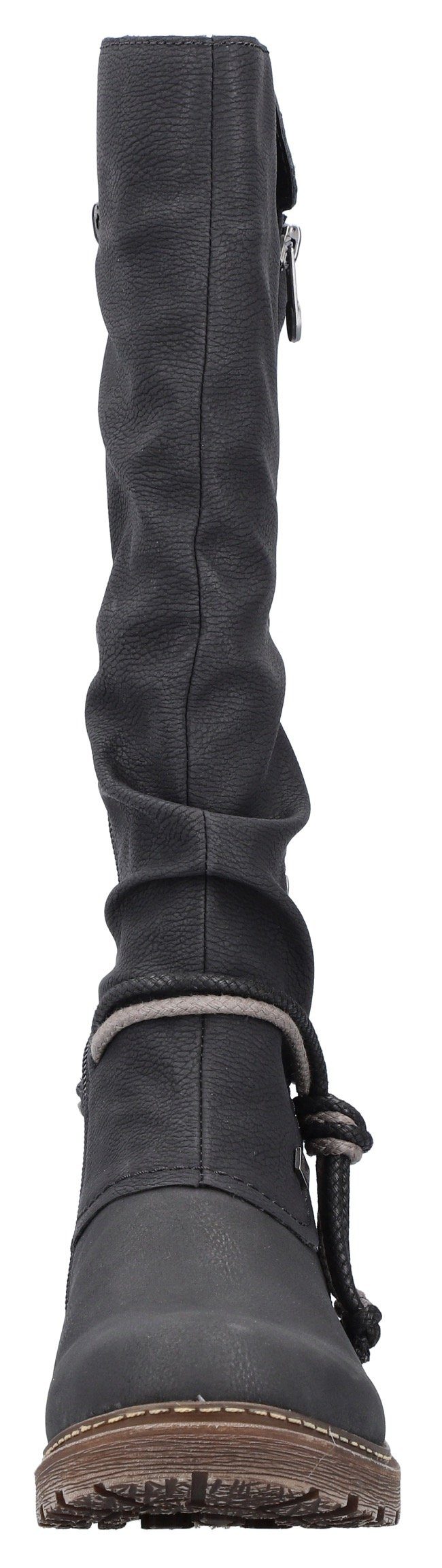 Rieker Winterstiefel, Langschaftstiefel, Blockabsatz, TEX-Membran, Nieten und Kordel