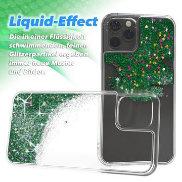 EAZY CASE Handyhülle Liquid Glittery Case für Apple iPhone 11 Pro 5,8 Zoll, Transparent Handy Softcase Glossy Slimcover stoßfest Bumper Case Grün