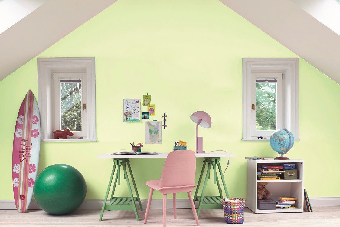 matt, Kinderzimmer, Alpina Wandfarbe Liter Raupengrün 2,5 für farbenfreunde,