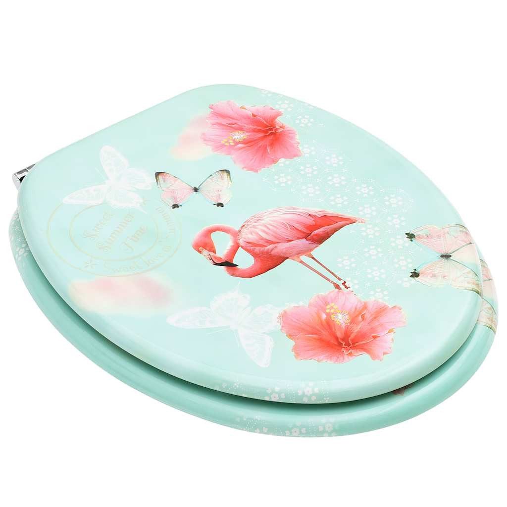 vidaXL WC-Sitz Toilettensitz mit Deckel MDF Flamingo-Design (1-St)