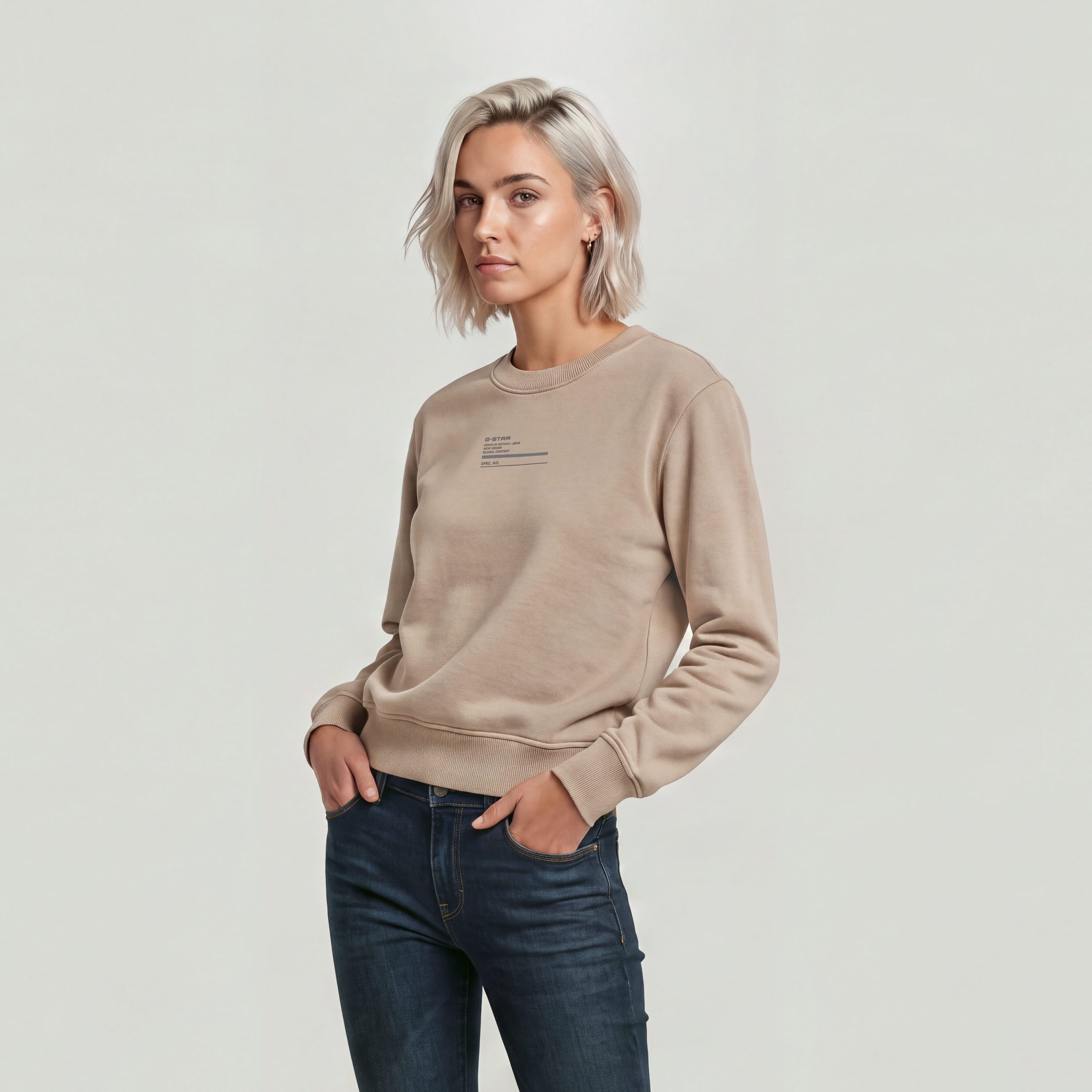 G-STAR Sweater Regular Graphic Wmn mit dezentem Print, Baumwollqualität