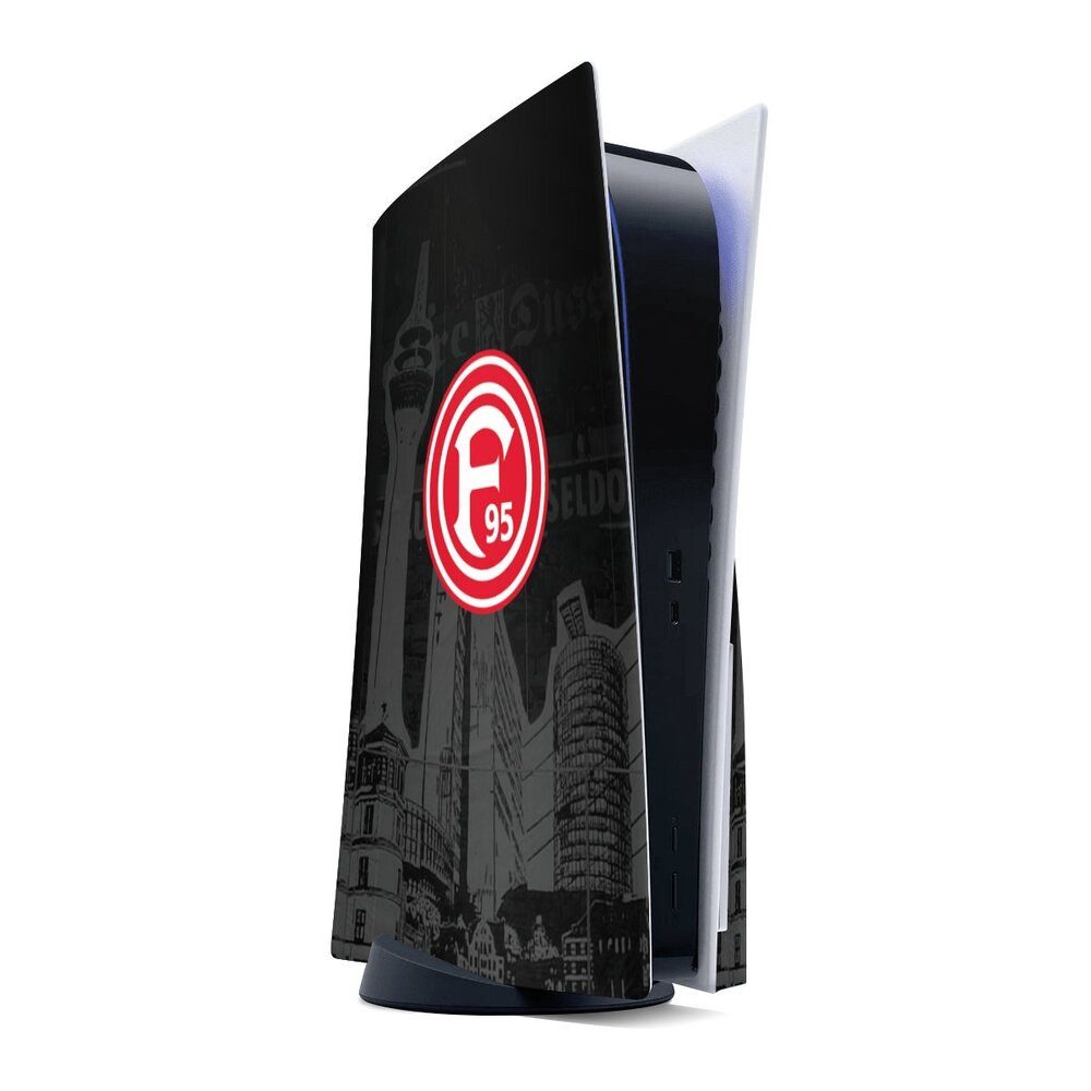 DeinDesign Konsolen-Cover Fortuna Düsseldorf Offizielles Lizenzprodukt Logo Fortuna Logo City, Sony Playstation 5 Disc Edition Skin Aufkleber Sticker Folie