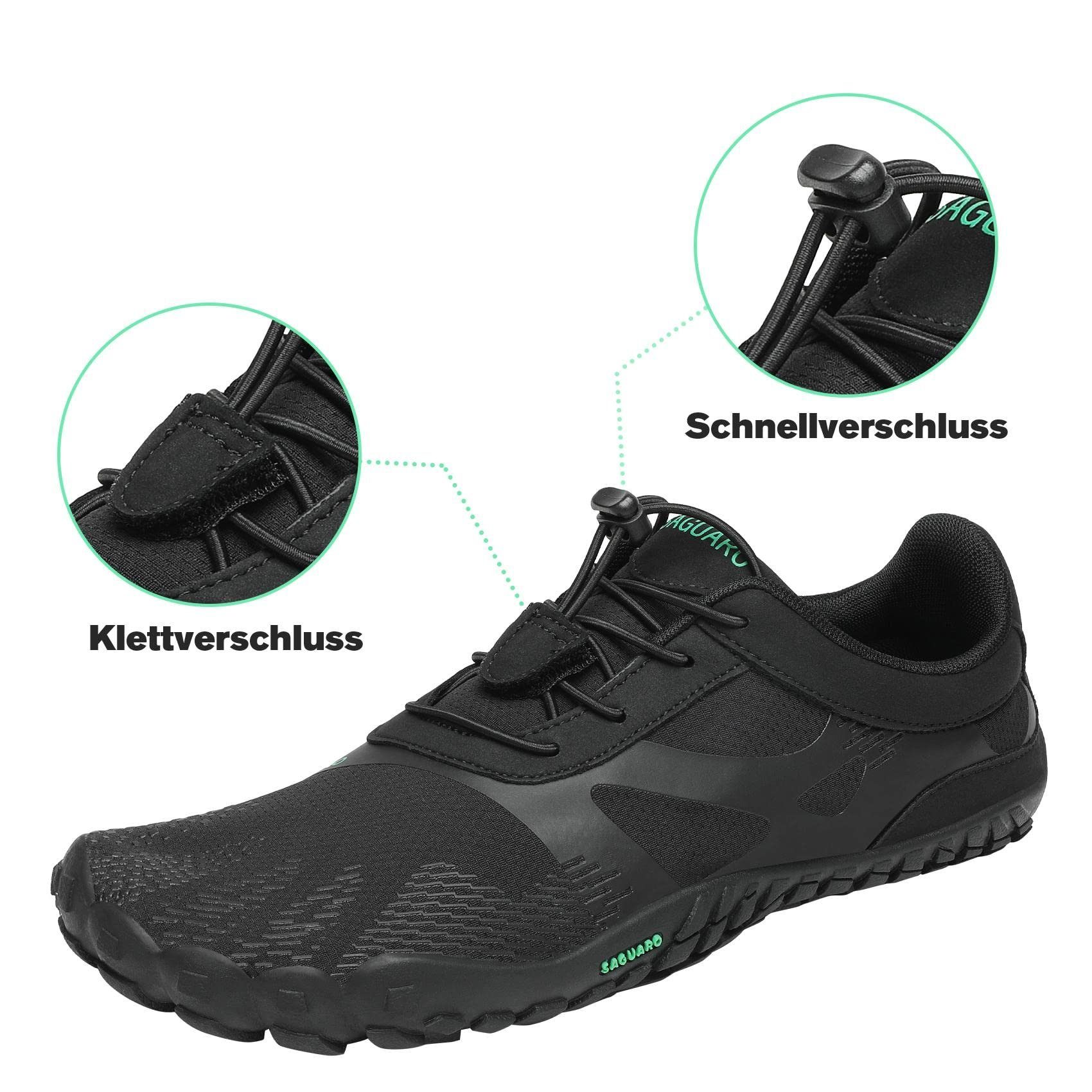 SAGUARO Barfußschuh (bequem, leicht, atmungsaktiv, Sneaker Minimalschuhe Laufschuhe Schwarz Trail-Running rutschfest) Jogging 054 Sport-Schuhe