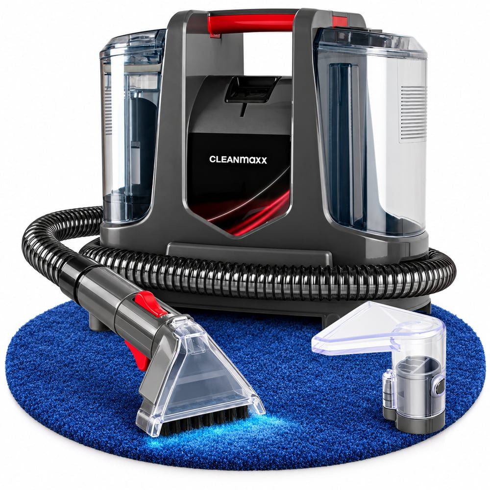 CLEANmaxx Teppichreinigungsgerät Polster- & Teppichreiniger mit Zubehör, 400 W, mit Beutel, Für Teppiche, Sofas & Autositze, 9 kPa