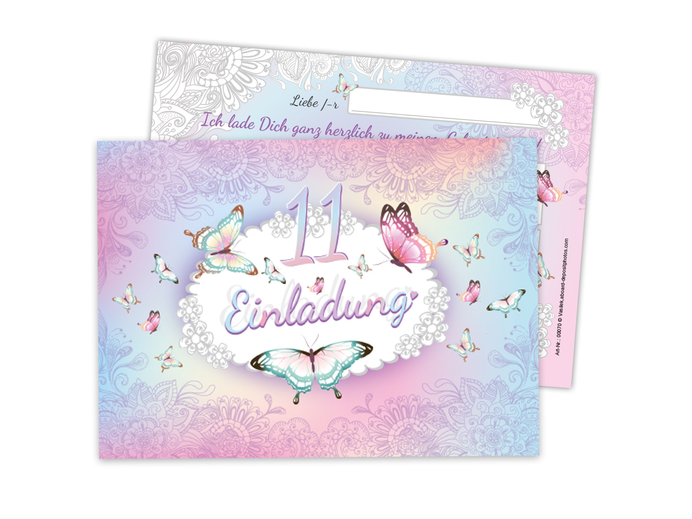 Einladungskarten Schmetterling Einladungen zum Kindergeburtstag Blumen Mädchen