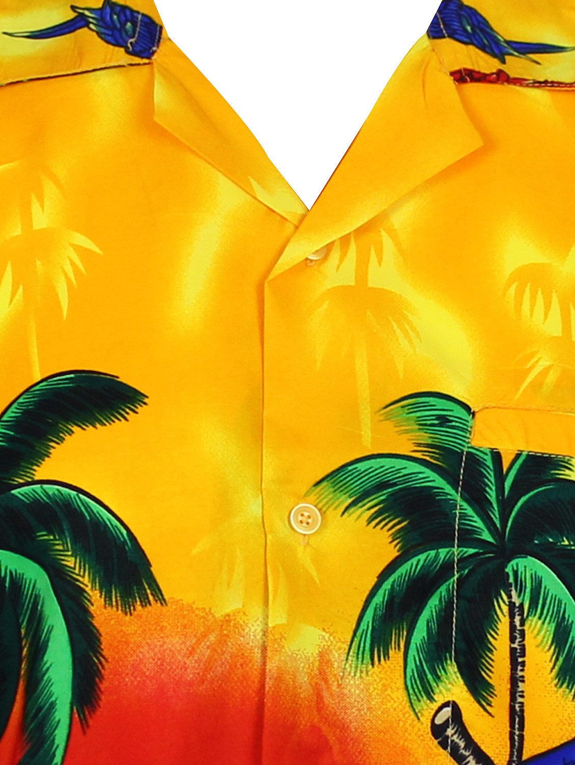 King Kameha Hawaiihemd Parrot Funky Hawaii-Hemd Herren Kurzarm Front-Tasche Stylish Unisex