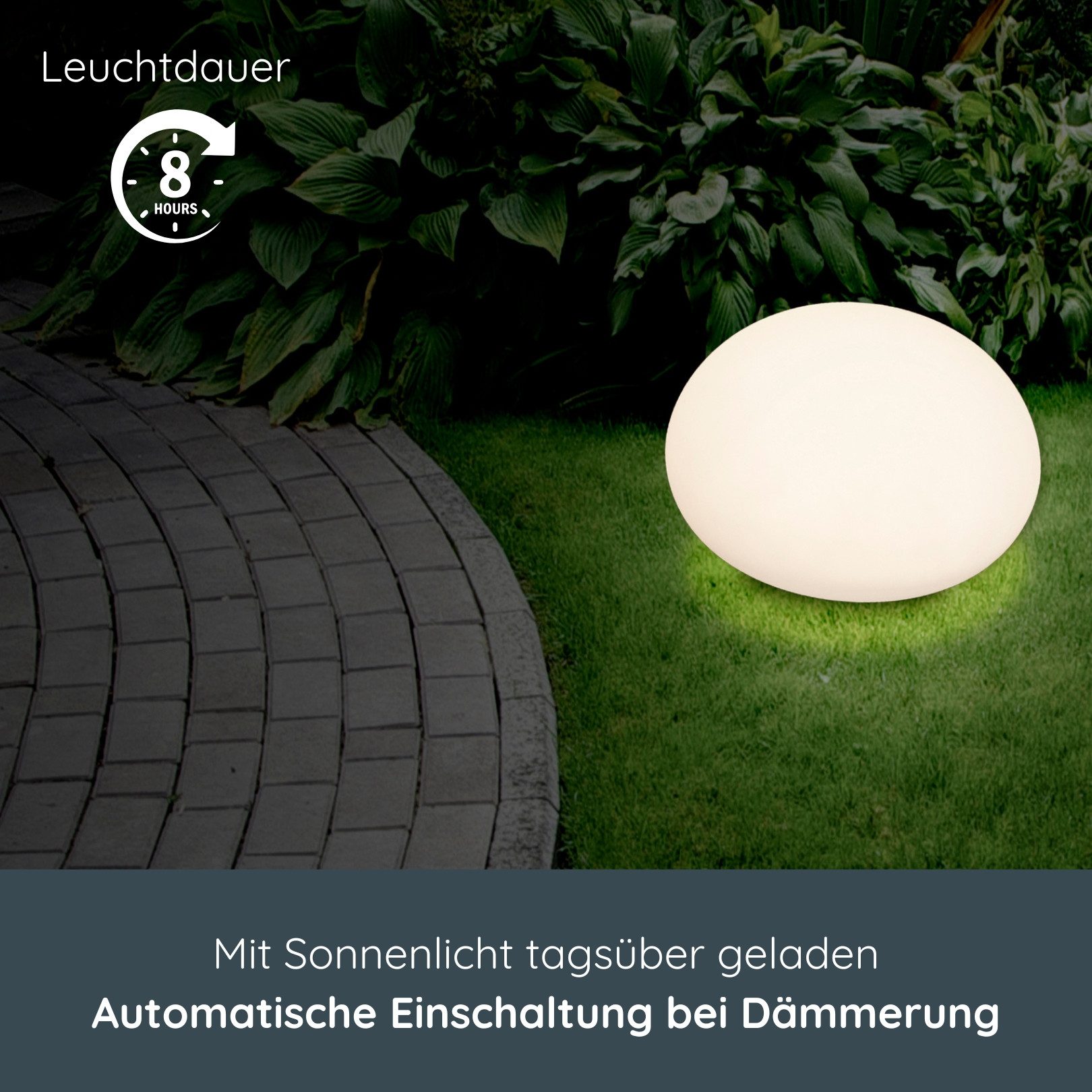 MeLiTec LED Solarleuchte Solar-Gartenleuchte LK02-6 Modell flache Kugel, LED-Solarlampe Outdoor, für Garten Balkon Terrasse, Farbwechsel