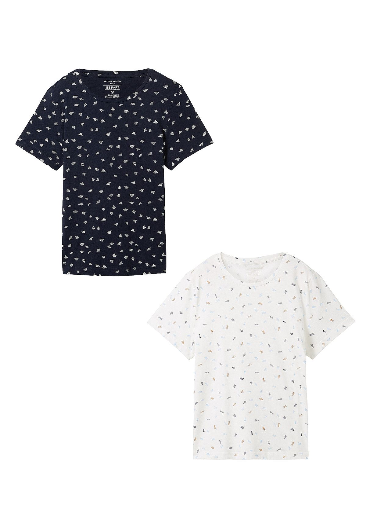TOM TAILOR T-Shirt 2er-Set Rundhals Kurzarm mit Print (2-tlg) T-Shirt mit Print