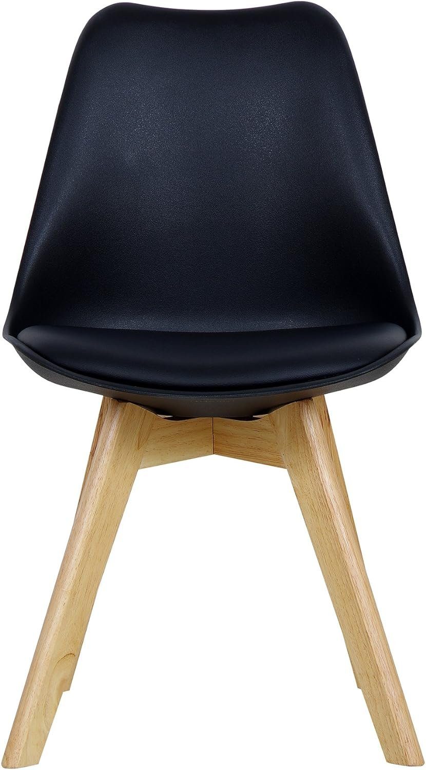 Polsterstuhl schwarz Woltu Sitzfläche aus (2 Kunstleder St), Esszimmerstuhl Holzbeine