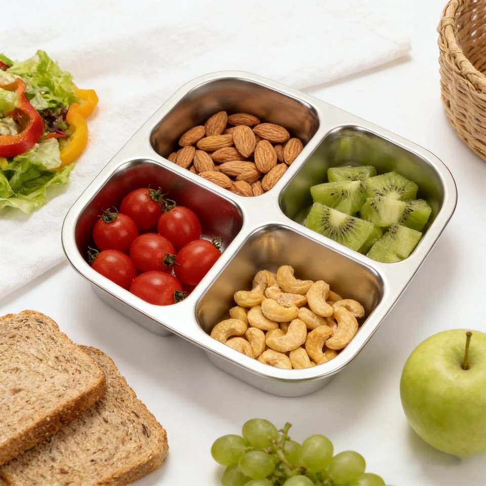 FELIXLEO Lunchbox Set 600ml Edelstahl Snackbox mit Fächern Auslaufsicher, (1-tlg)