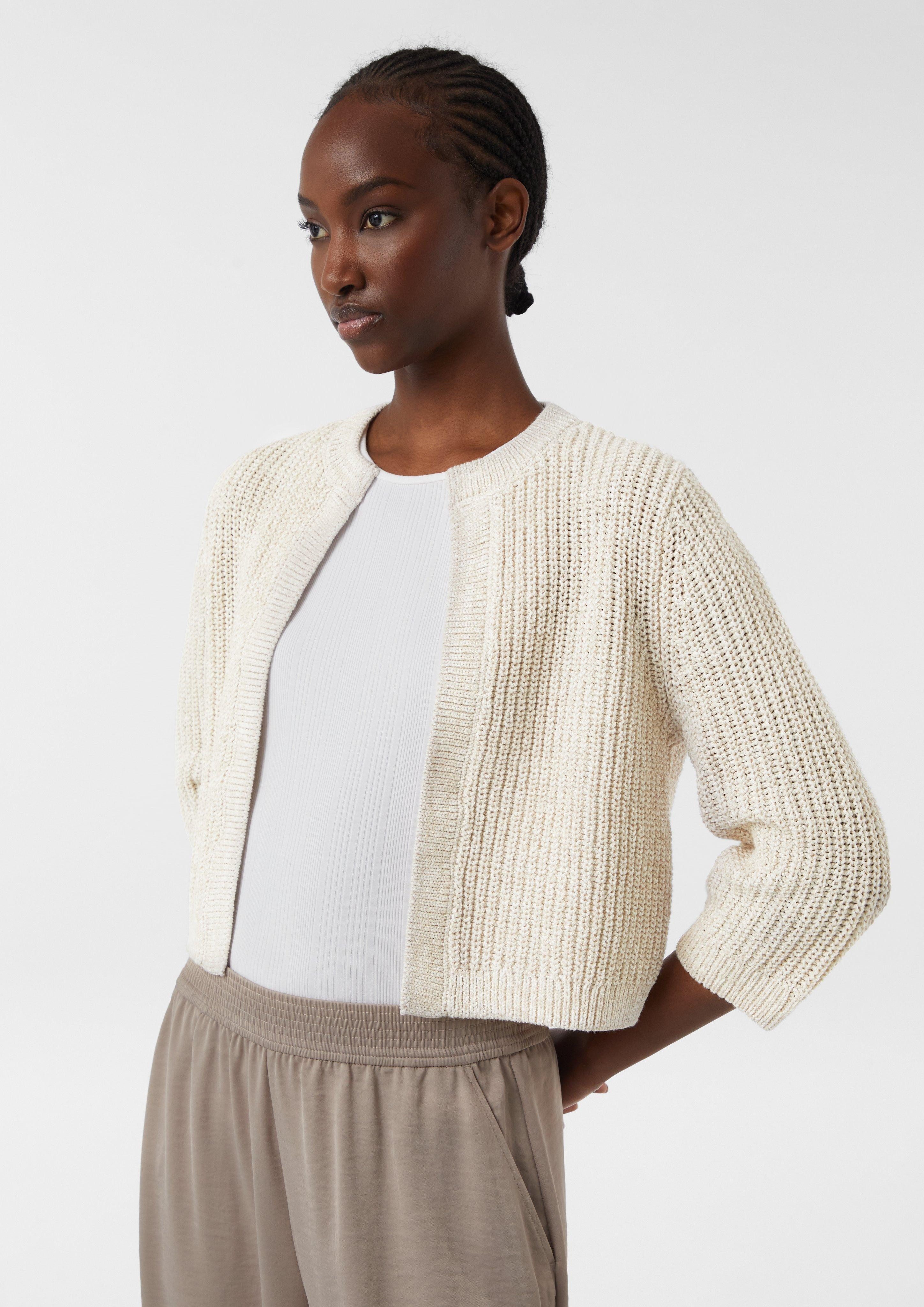 Comma Strickjacke Kurzer Cardigan mit Rippstruktur günstig online kaufen