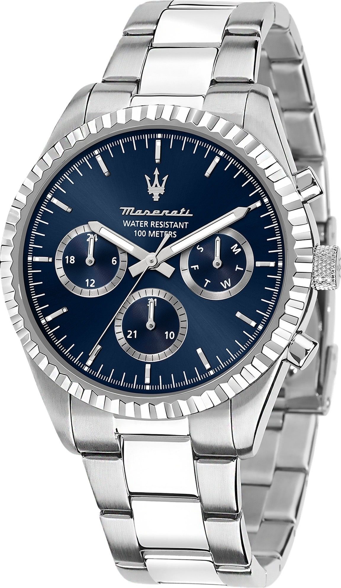 MASERATI Multifunktionsuhr Maserati Herren Multifunktion, (Multifunktionsuhr), Herrenuhr rund, groß (ca. 51,5x43mm) Edelstahlarmband, Made-In Italy