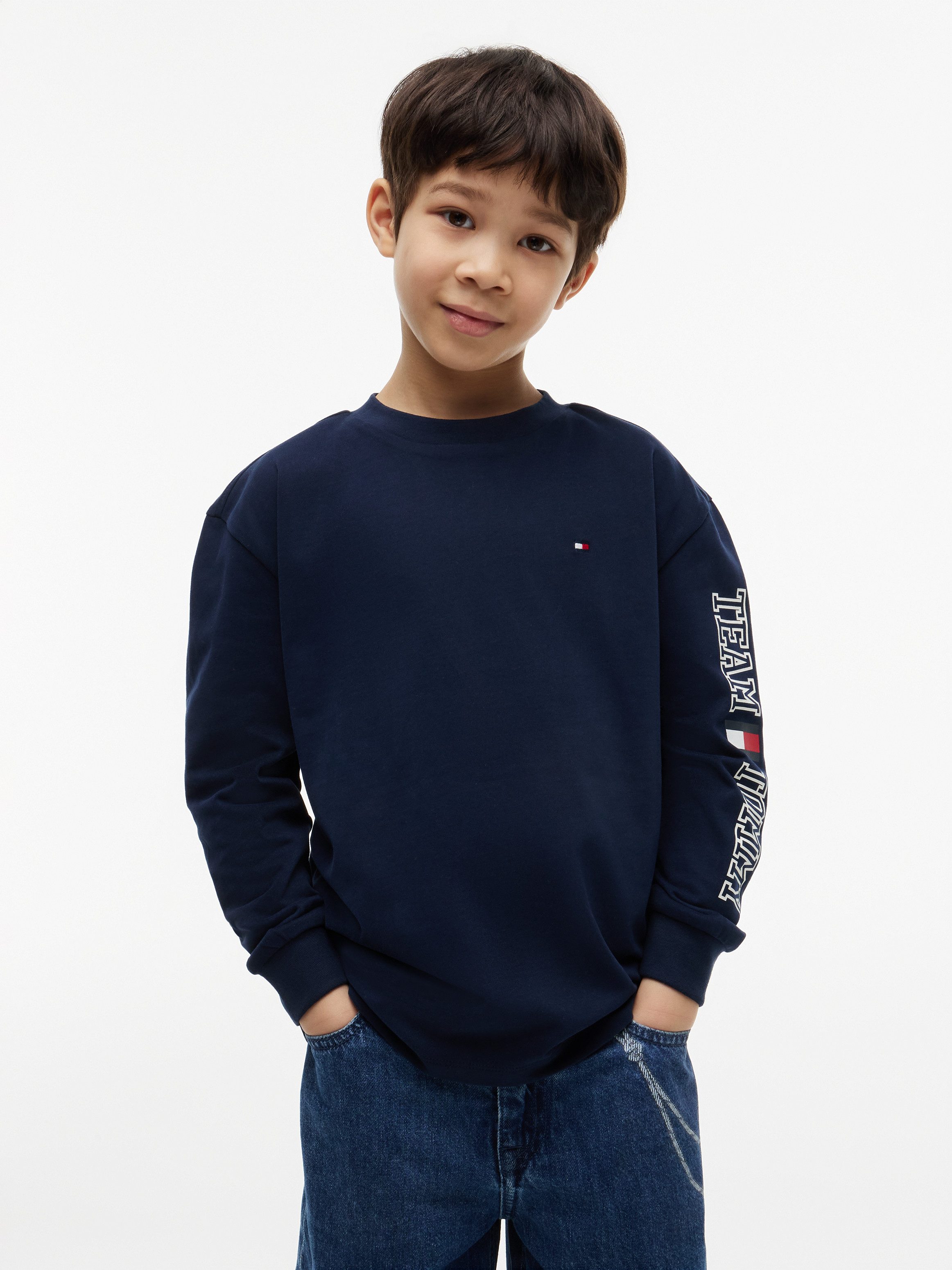 Tommy Hilfiger Langarmshirt Regular Fit, Kinder bis 16 Jahre, Druck auf einem Arm