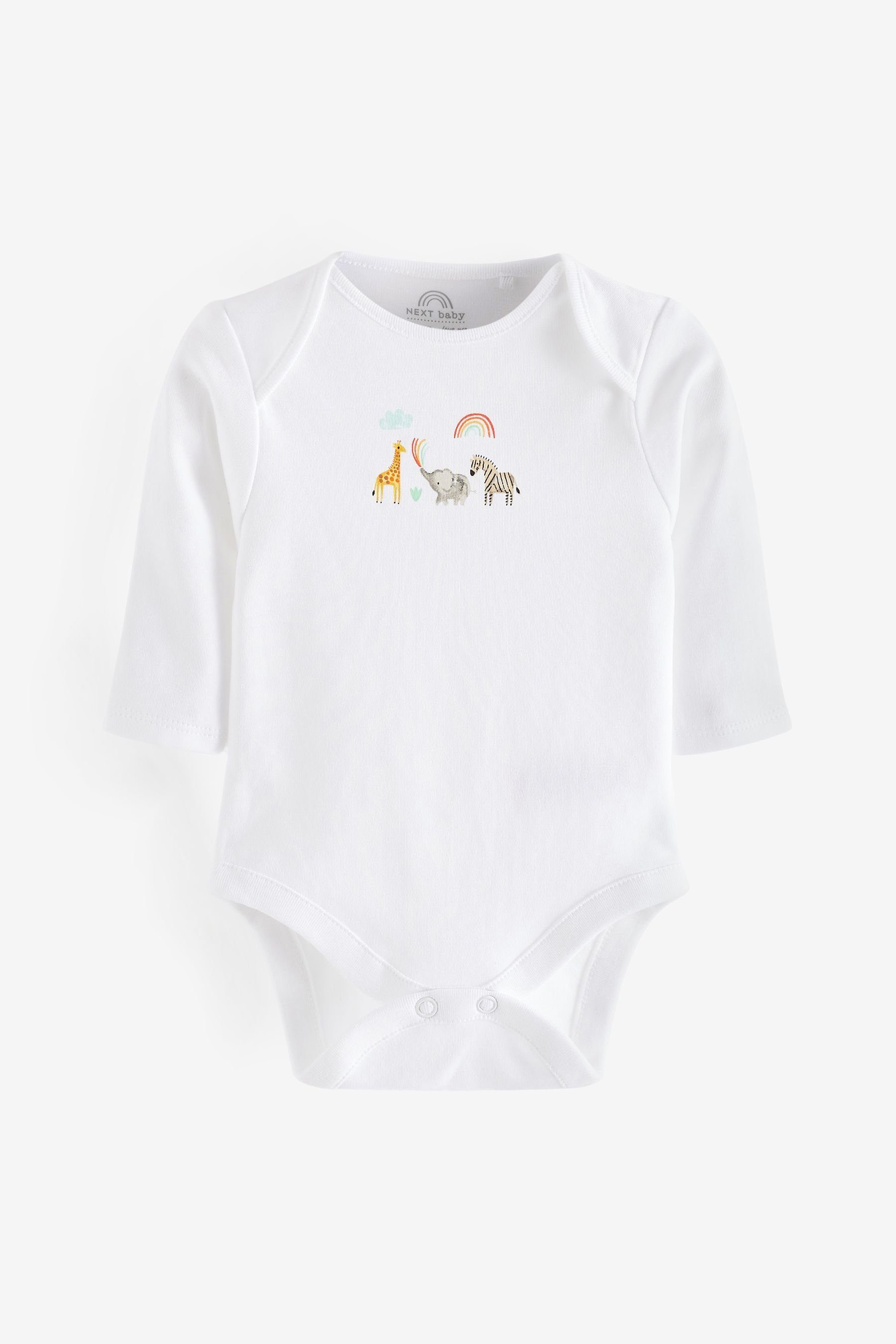 Next Babybodys Langärmelige Print im Animal (7-tlg) White Langarmbody 7er-Pack