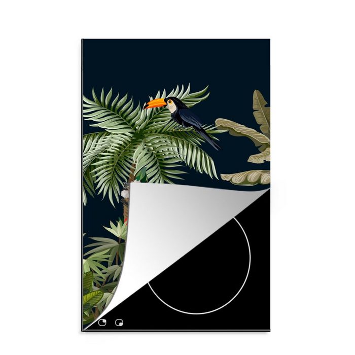 MuchoWow Herdblende-/Abdeckplatte Dschungel - Pflanzen - Tiere - Kinder - Flamingo - Zebra Vinyl (1 tlg) Küchen Dekoration für Induktionsherd Induktionskochfeld