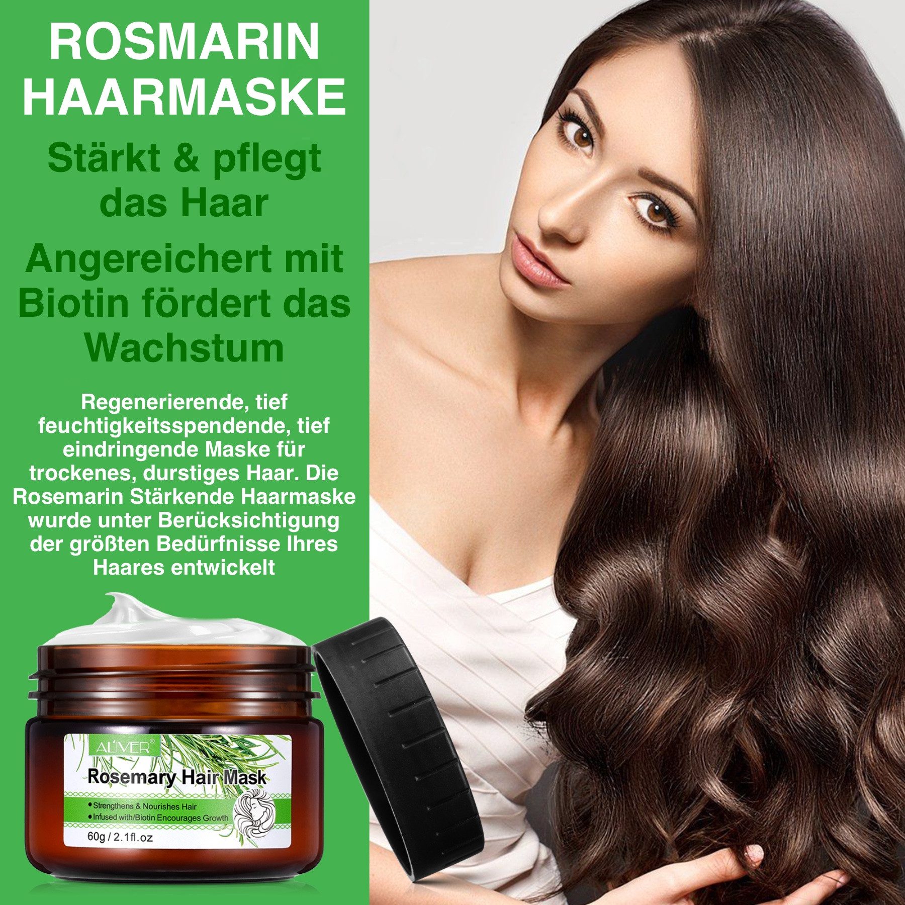 ALIVER Haarpflege-Set Rosmarin Set Shampoo Conditioner Haarmaske Haaröl Haarwachstum Vegan