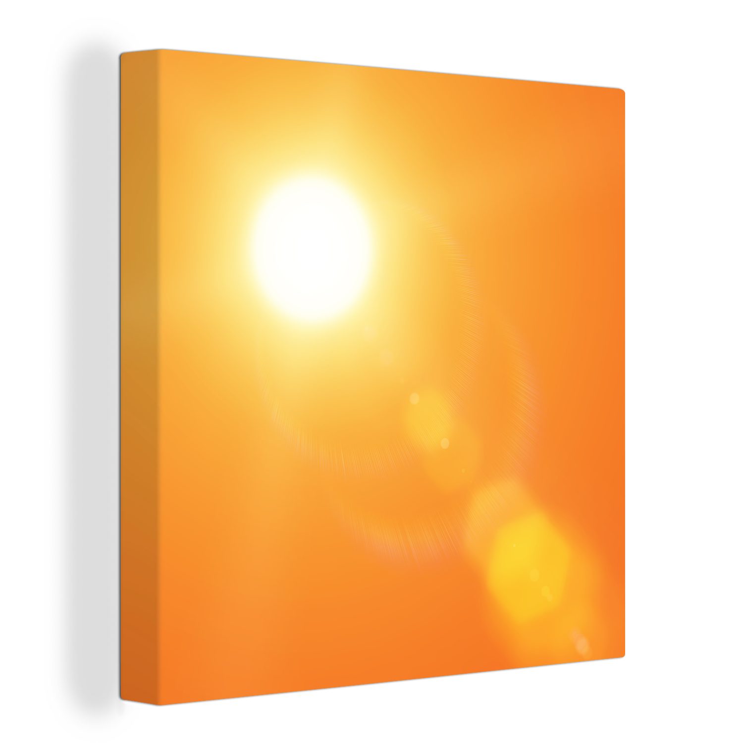 OneMillionCanvasses® Leinwandbild Orangefarbenes Glühen der Sonne, Fotodruck (1 St), Wandbild, Deko Schlafzimmer Wohnzimmer Flur 20x20 cm