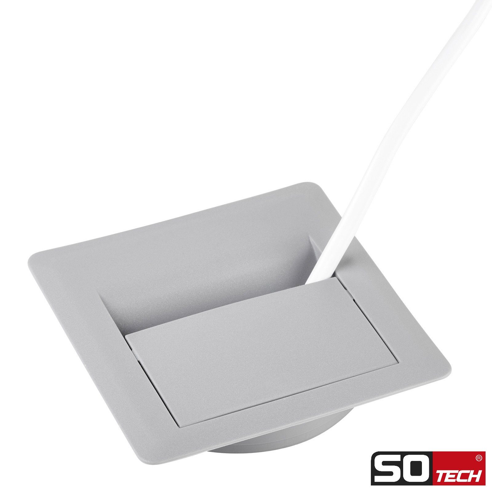 CAVO Kabelkanal Durchlass mit Einbautiefe 15,5 mm (1-St), 60 mm Durchmesser 70 x 70 mm, weiß