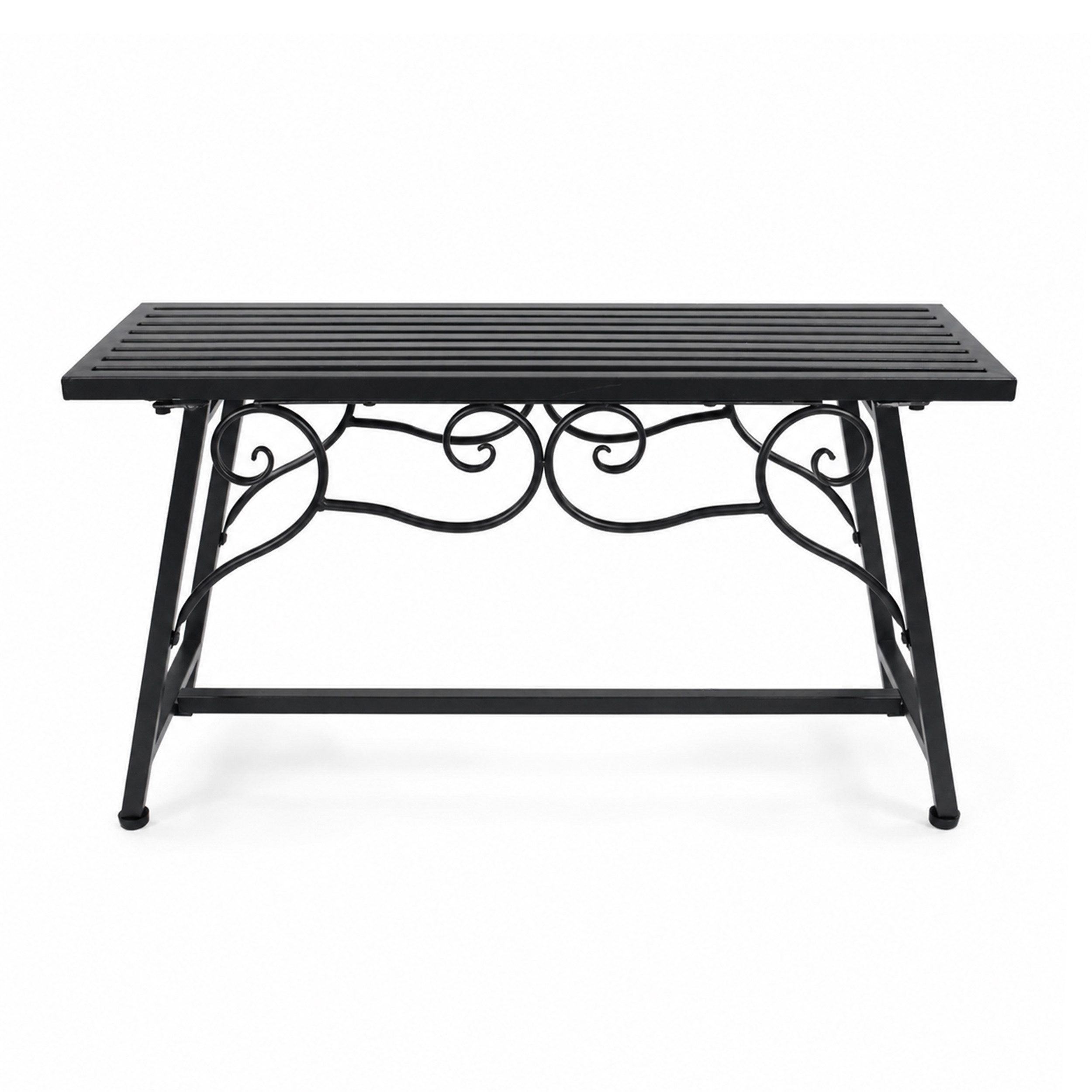 Lemodo Gartenbank Metall Schwarz ohne Rückenlehne für Balkon und Garten, im Vintage stil