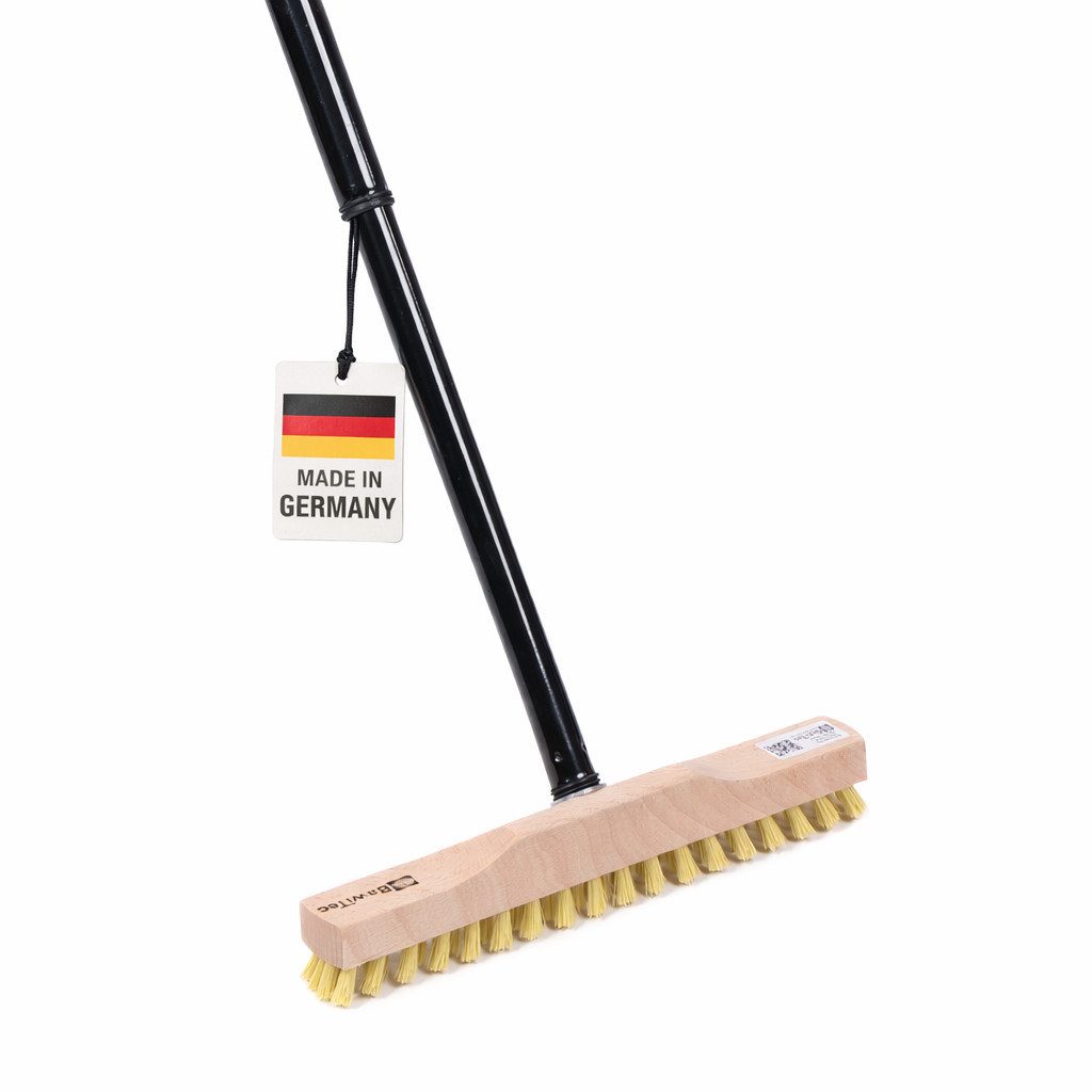 BawiTec Reinigungsbürste Rheinischer Wischer mit Stiel Haushalt Schrubber Stiel Bodenwischer, Innenbereich, Aussenbereich, schmale form
