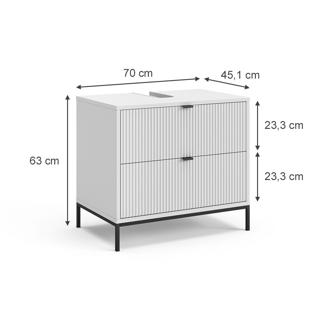 Vicco Waschbeckenunterschrank Eliza, Weiß, 70 x günstig online kaufen