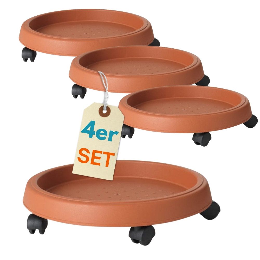 Pflanzenroller 4er Set Pflanzen Roller Outdoor Rollbrett Blumen Topf Rund Untersetzer