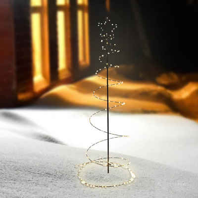 MARELIDA LED Baum LED Lichterbaum mit Stern Spiral Weihnachtsbaum 1,3m 180LED Außen, LED Classic, warmweiß (2100K bis 3000K)