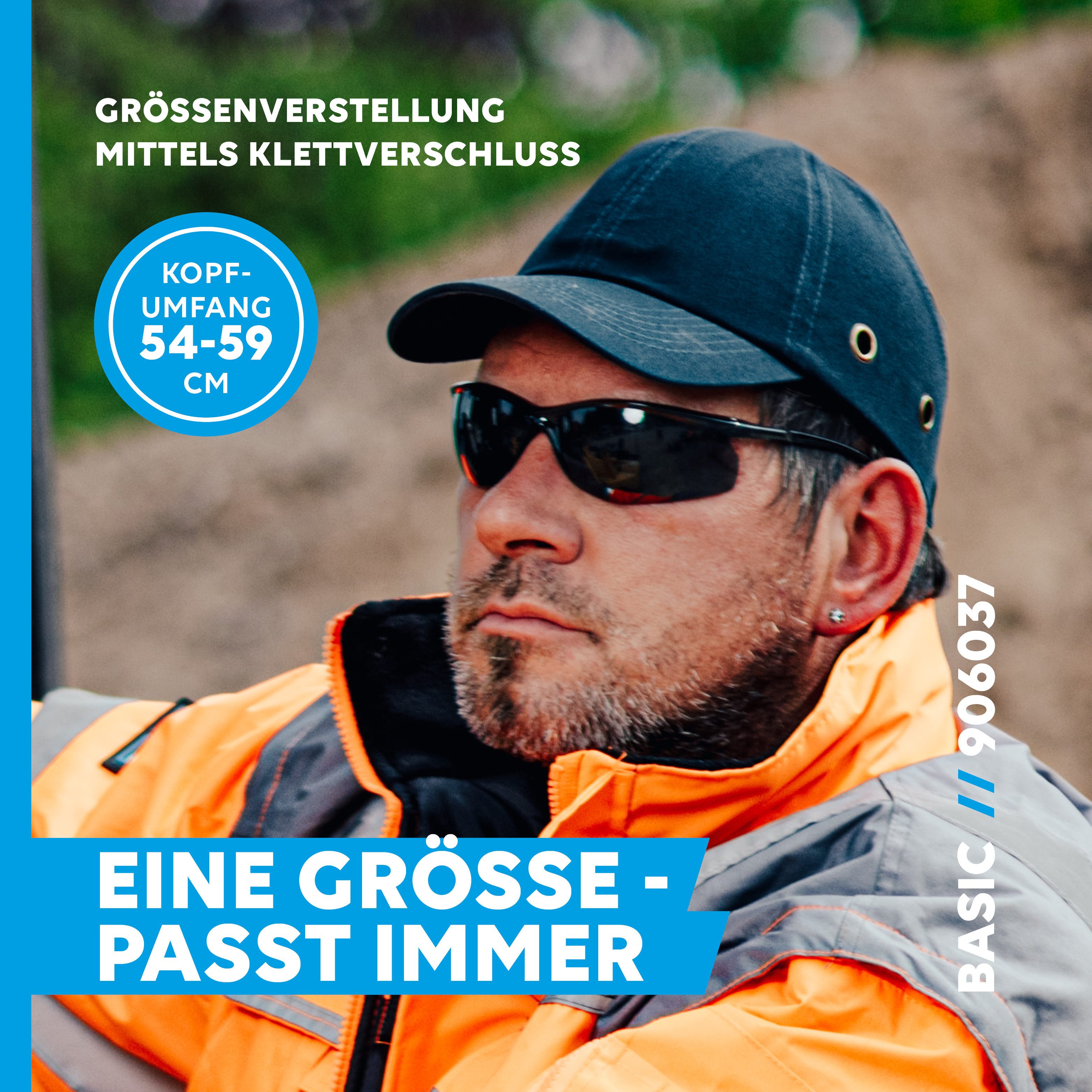 PRO FIT by Fitzner Sicherheitshelm, Baseballcap, Anstoßkappe in Baseballmützen Style, Uni Cap mit Schirm (1, Stück), aus waschbarer Baumwolle, mit Belüftungslöchern - Dunkelblau