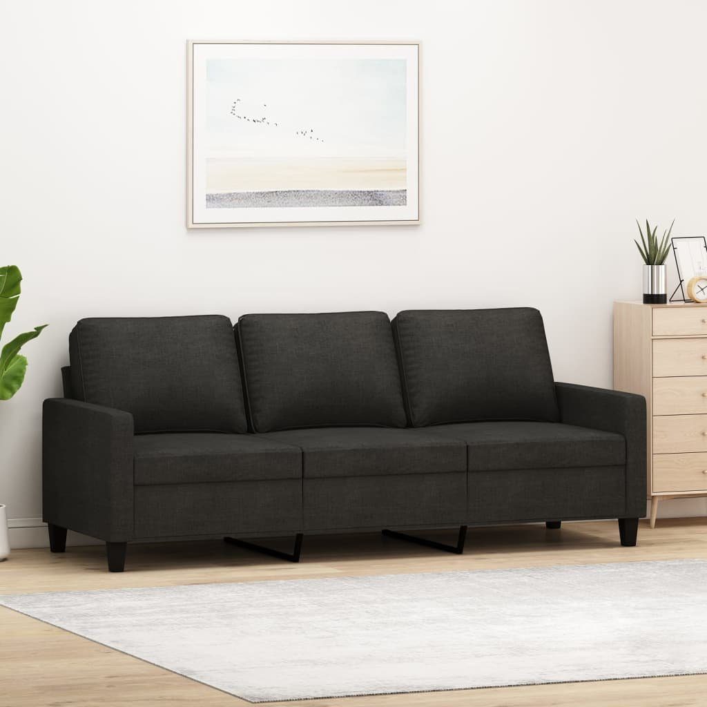 vidaXL Sofa 3-Sitzer-Sofa Schwarz 180 cm Stoff