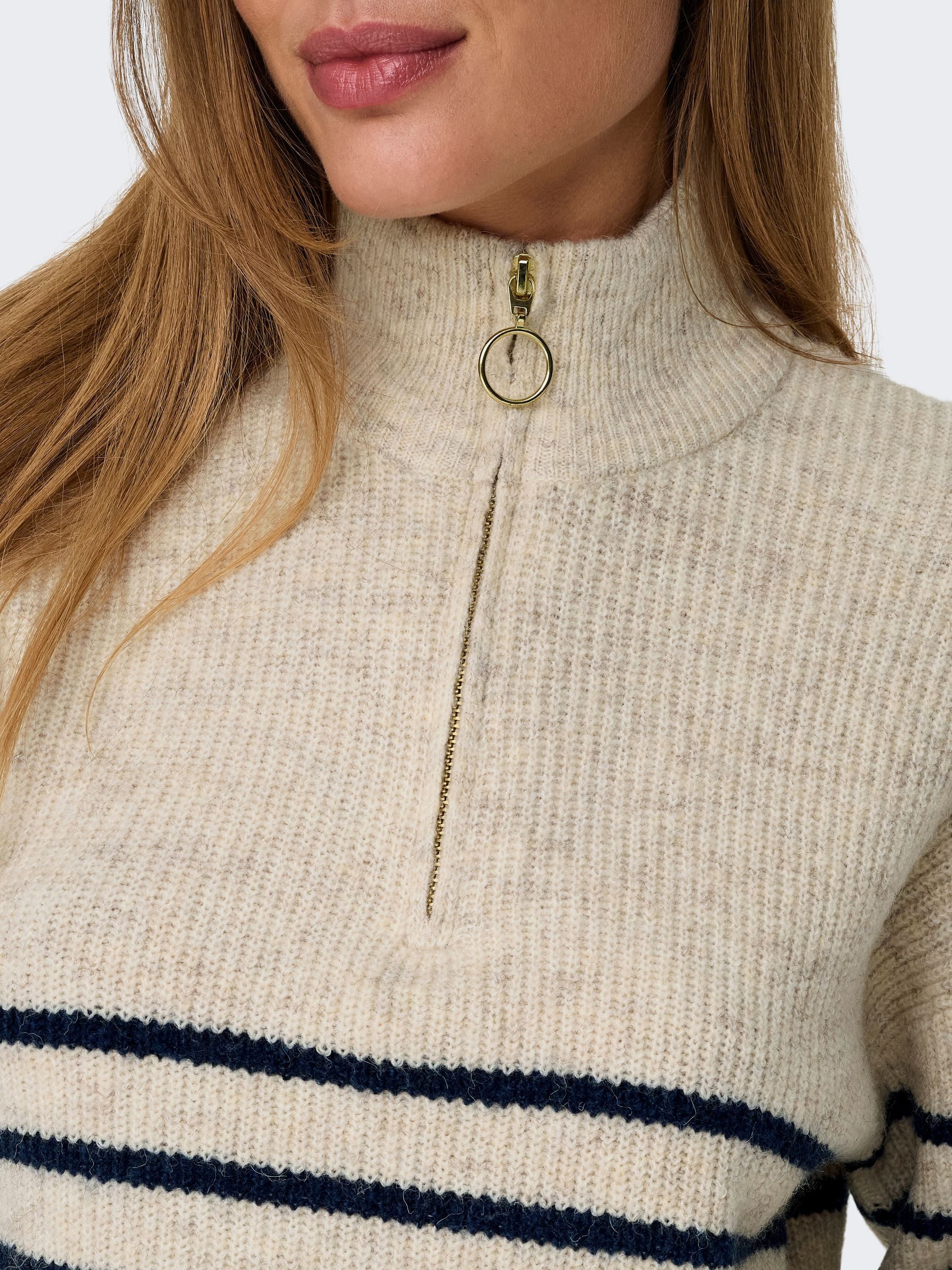 ONLY Strickpullover Gestreift, Reißverschluss, Bequemlichkeit, Modernes günstig online kaufen